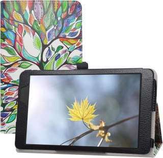 ETUI TABLET ALLDOCUBE IPLAY 8T BIAŁE KOLOROWE DRZEWO ZAMYKANE Z KLAPKĄ