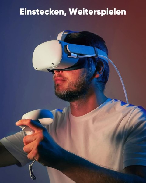 KABEL USB 3.0 USB-C OCULUS QUEST 1/2/PC/ STEAM VR 5 Gbit/s BIAŁY 5m