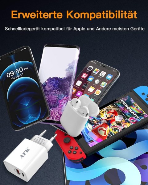 ŁADOWARKA SIECIOWA UNIWERSALNA SZYBKA 2 PORTY USB-C USB-A PD 3.0 BIAŁA 20W ŁADOWARKA SIECIOWA UNIWERSALNA SZYBKA 2 PORTY USB-C USB-A PD 3.0 BIAŁA 20W