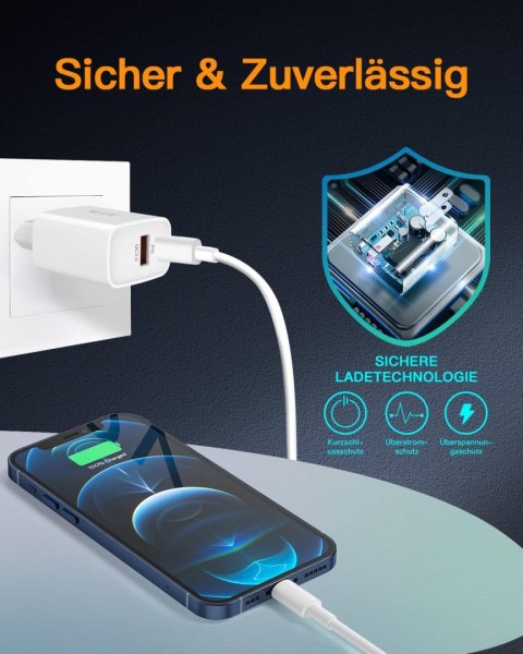 ŁADOWARKA SIECIOWA UNIWERSALNA SZYBKA 2 PORTY USB-C USB-A PD 3.0 BIAŁA 20W ŁADOWARKA SIECIOWA UNIWERSALNA SZYBKA 2 PORTY USB-C USB-A PD 3.0 BIAŁA 20W
