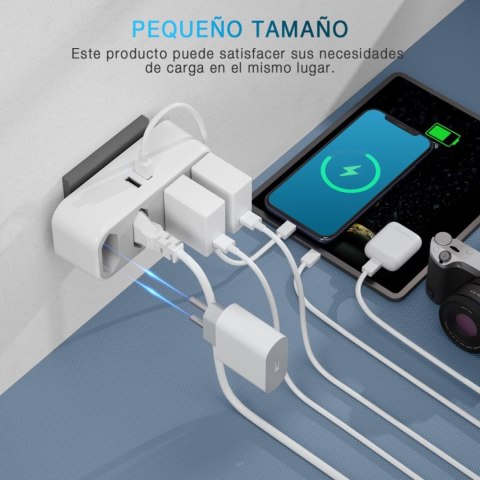 ROZGAŁĘŹNIK SIECIOWY ZŁODZIEJKA DO PRĄDU 4xEURO AC WĄSKIE 2xUSB BIAŁY