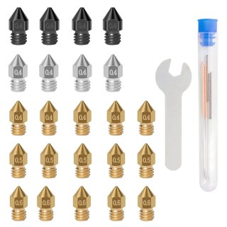 ZESTAW 23 DYSZ DRUKARKA 3D Creality Ender 3 MOSIĄDZ STAL 0,4/0,5/0,6mm MK8