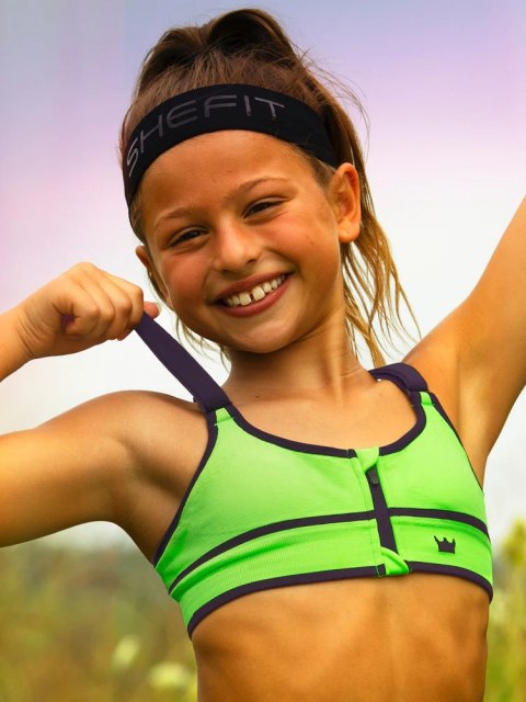 BIUSTONOSZ DZIEWCZĘCY SPORTOWY SHEFIT NEON ZIELONY 7-8Lat FITNESS TRENING BIUSTONOSZ DZIEWCZĘCY SPORTOWY SHEFIT NEON ZIELONY 7-8Lat FITNESS TRENING