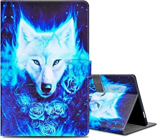 ETUI APPLE IPAD MINI 5/4 3/2 7.9" ZAMYKANE Z KLAPKĄ NIEBIESKIE BIAŁY WILK