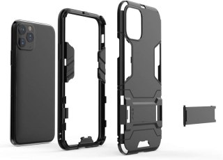 ETUI APPLE IPHONE 11 PRO MAX CZARNE PANCERNE WYTRZYMAŁE SOLIDNE Z PODSTAWKĄ