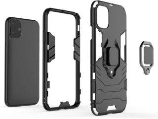 ETUI APPLE IPHONE 11 SZARY NIEBIESKI PANCERNE WYTRZYMAŁE Z PIERŚCIENIEM