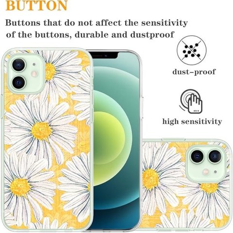 ETUI APPLE IPHONE 12 MINI ŻÓŁTE STOKROTKA BIAŁY KWIATEK WYSOKA OCHRONA