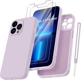 ETUI APPLE IPHONE 13 PRO MAX FIOLETOWE PASTELOWE 2X SZKŁO HARTOWANE SOLIDNE