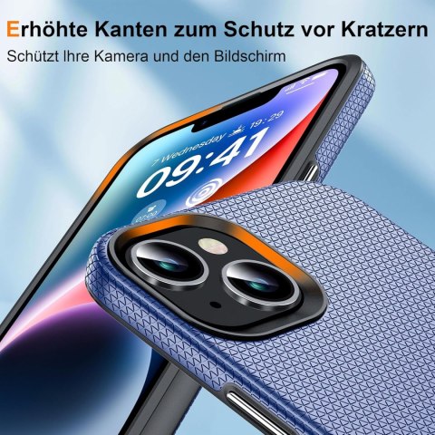 ETUI APPLE IPHONE 14/ 13 CIEMNE GRANATOWE WYTŁACZANY WZRÓR WYSOKA OCHRONA