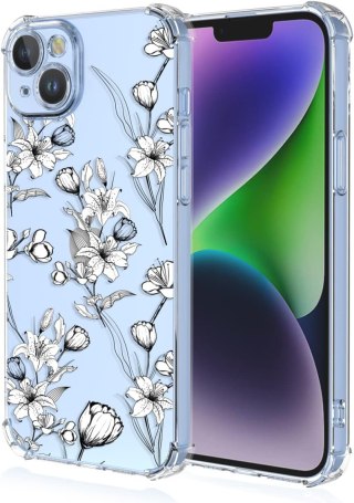 ETUI APPLE IPHONE 14 PRO MAX PRZEZROCZYSTE BIAŁE KWIATY UROCZE SOLIDNE