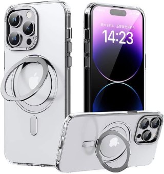ETUI APPLE IPHONE 14 PRO MAX PRZEZROCZYSTE SREBRNY PIERŚCIEŃ MAGSAFE
