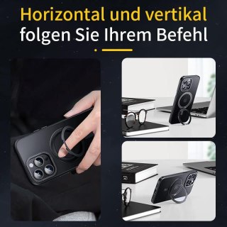 ETUI APPLE IPHONE 14 PRO MAX PRZEZROCZYSTE SREBRNY PIERŚCIEŃ MAGSAFE