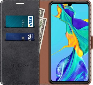 ETUI HUAWEI P30 ZAMYKANE Z KLAPKĄ GRANATOWE TURKUSOWE WYTRZYMAŁE SOLIDNE
