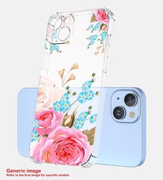 ETUI XIAOMI 13 PRO PRZEZROCZYSTE KOLOROWE KWIATY RÓŻOWE NIEBIESKIE SOLIDNE