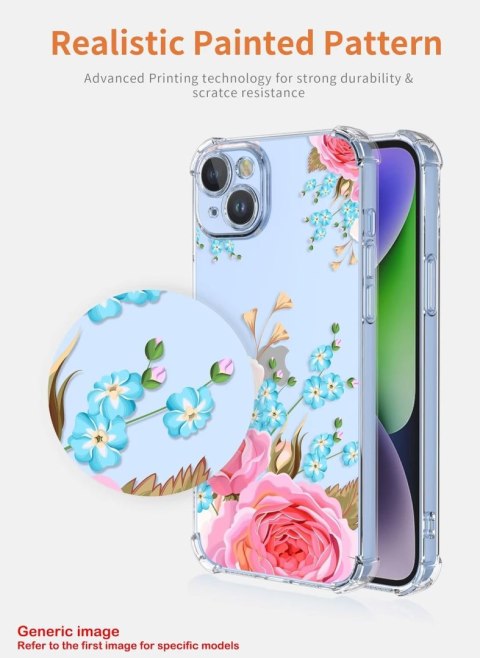 ETUI XIAOMI 13 PRO PRZEZROCZYSTE KOLOROWE KWIATY RÓŻOWE NIEBIESKIE SOLIDNE