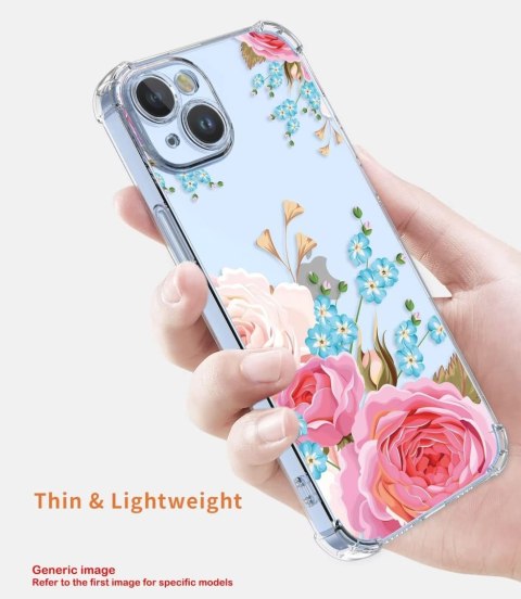 ETUI XIAOMI 13 PRO PRZEZROCZYSTE KOLOROWE KWIATY RÓŻOWE NIEBIESKIE SOLIDNE