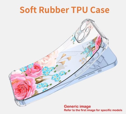 ETUI XIAOMI 13 PRO PRZEZROCZYSTE KOLOROWE KWIATY RÓŻOWE NIEBIESKIE SOLIDNE