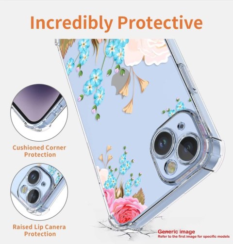 ETUI XIAOMI 13 PRO PRZEZROCZYSTE KOLOROWE KWIATY RÓŻOWE NIEBIESKIE SOLIDNE