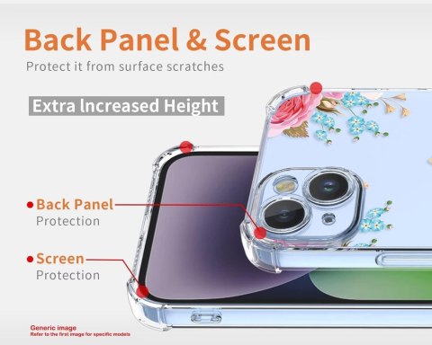 ETUI XIAOMI 13 PRO PRZEZROCZYSTE KOLOROWE KWIATY RÓŻOWE NIEBIESKIE SOLIDNE