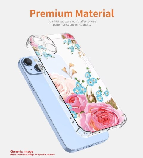 ETUI XIAOMI 13 PRO PRZEZROCZYSTE KOLOROWE KWIATY RÓŻOWE NIEBIESKIE SOLIDNE