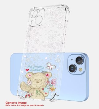 ETUI XIAOMI 13 PRO PRZEZROCZYSTE MIŚ BIAŁ WYTŁACZANE KWIATKI UROCZE SŁODKIE