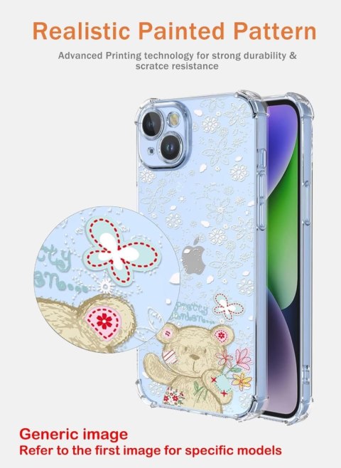 ETUI XIAOMI 13 PRO PRZEZROCZYSTE MIŚ BIAŁ WYTŁACZANE KWIATKI UROCZE SŁODKIE