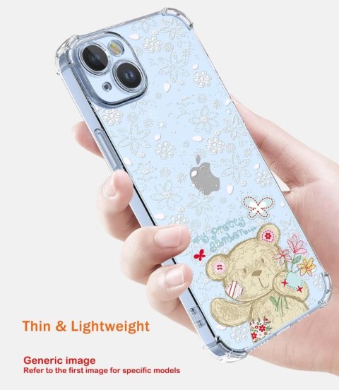 ETUI XIAOMI 13 PRO PRZEZROCZYSTE MIŚ BIAŁ WYTŁACZANE KWIATKI UROCZE SŁODKIE