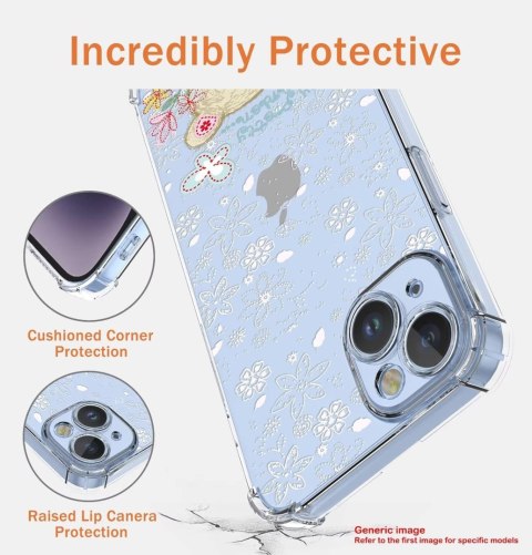 ETUI XIAOMI 13 PRO PRZEZROCZYSTE MIŚ BIAŁ WYTŁACZANE KWIATKI UROCZE SŁODKIE