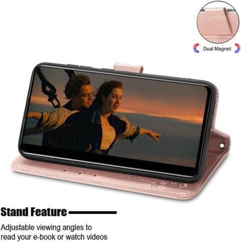ETUI XIAOMI POCO F4 GT RÓŻOWE JASNE DREZWO ZAMYKANE Z KLAPKĄ OCHRONNE