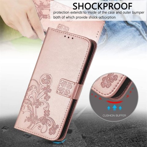 ETUI XIAOMI POCO F4 GT RÓŻOWE JASNE DREZWO ZAMYKANE Z KLAPKĄ OCHRONNE