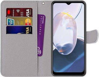 ETUI MOTOROLA MOTO E22 GRANATOWE CIEMNE WULK KSIĄŻYC ZAMYKANE Z KLAPKĄ