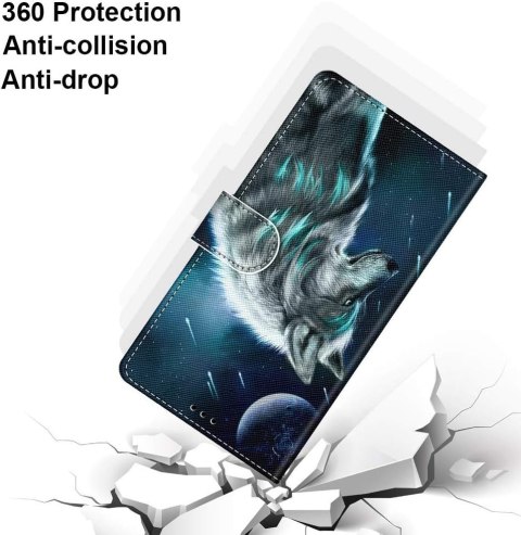 ETUI MOTOROLA MOTO E22 GRANATOWE CIEMNE WULK KSIĄŻYC ZAMYKANE Z KLAPKĄ