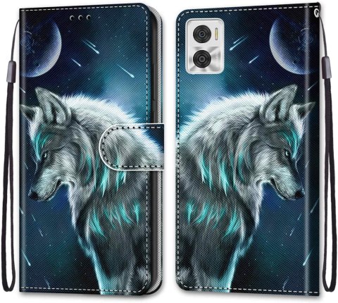 ETUI MOTOROLA MOTO E22 GRANATOWE CIEMNE WULK KSIĄŻYC ZAMYKANE Z KLAPKĄ