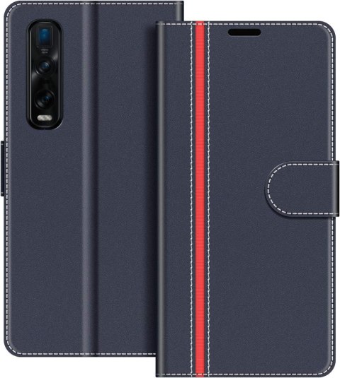 ETUI OOPO FIND X2 PRO GRANATOWE CZERWONY PASEK ZAMYKANE Z KLAPKĄ SOLIDNE