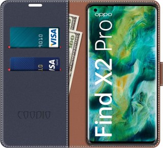 ETUI OOPO FIND X2 PRO GRANATOWE CZERWONY PASEK ZAMYKANE Z KLAPKĄ SOLIDNE