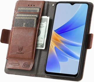 ETUI OPPO A17 BRĄZOWE ZAMYKANE Z KLAPKĄ WYSOKA OCHRONA MIEJSCE NA KARTY