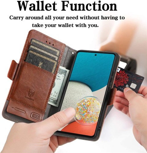 ETUI OPPO A17 BRĄZOWE ZAMYKANE Z KLAPKĄ WYSOKA OCHRONA MIEJSCE NA KARTY ETUI OPPO A17 BRĄZOWE ZAMYKANE Z KLAPKĄ WYSOKA OCHRONA MIEJSCE NA KARTY