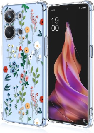 ETUI OPPO RENO9 PRO PRZEZROCZYSTE KOLOROWE KWIATKI WYSOKA OCHRONA SOLIDNE