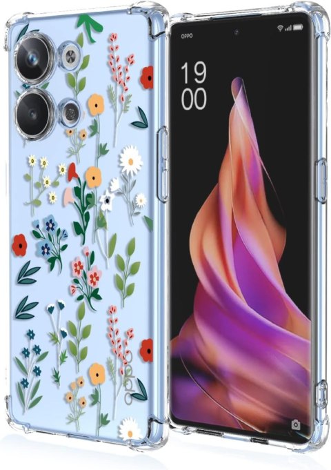 ETUI OPPO RENO9 PRO PRZEZROCZYSTE KOLOROWE KWIATKI WYSOKA OCHRONA SOLIDNE