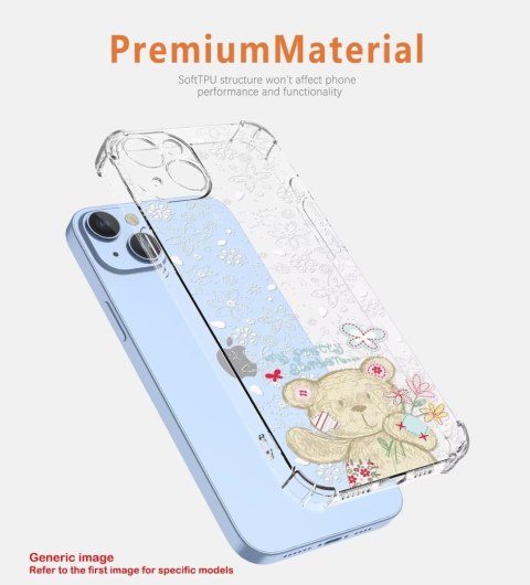 ETUI OPPO RENO9 PRZEZROCZYSTE MIŚ WYTŁACZANE BIAŁE KWIATKI WYSOKA OCHRONA