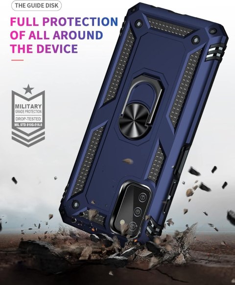 ETUI SAMSUNG GALAXY A03s PANCERNE NIEBIESKIE + PRZEZROCZYSTE + 2x SZKŁO