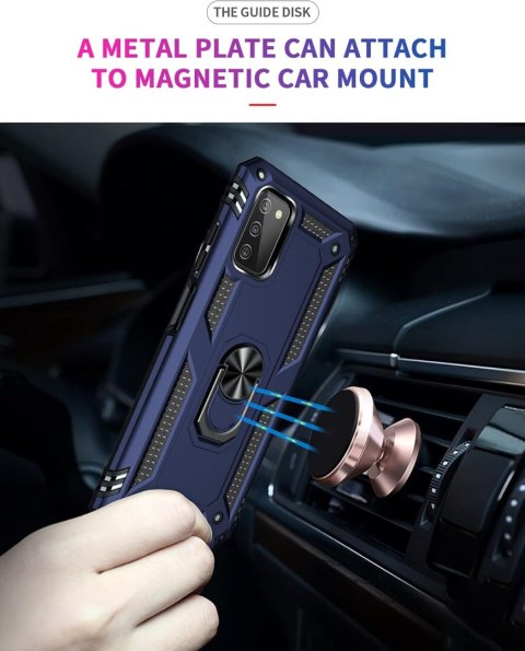 ETUI SAMSUNG GALAXY A03s PANCERNE NIEBIESKIE + PRZEZROCZYSTE + 2x SZKŁO