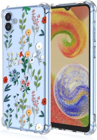 ETUI SAMSUNG GALAXY A04 PRZEZROCZYSTE KOLOROWE KWIATY UROCZE WYSOKA OCHRONA