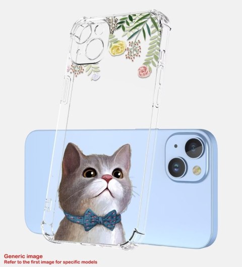 ETUI SAMSUNG GALAXY A04 PRZEZROCZYSTE KOT KOLOROWE KWIATY SŁODKIE UROCZE