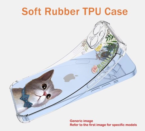 ETUI SAMSUNG GALAXY A04 PRZEZROCZYSTE KOT KOLOROWE KWIATY SŁODKIE UROCZE