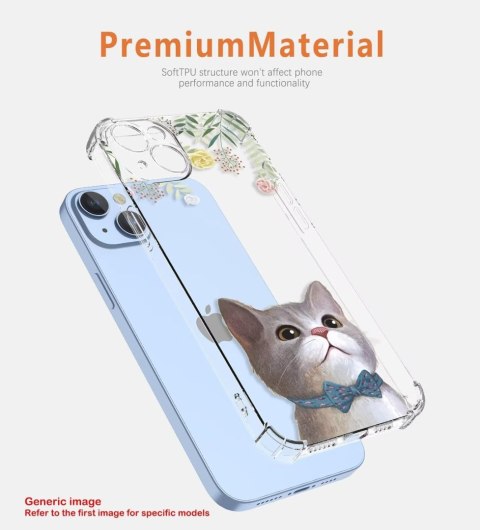 ETUI SAMSUNG GALAXY A04 PRZEZROCZYSTE KOT KOLOROWE KWIATY SŁODKIE UROCZE