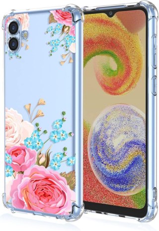 ETUI SAMSUNG GALAXY A04E PRZEZROCZYSTE KOLOROWE RÓŻOWE KWIATY OCHRONNE