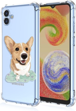 ETUI SAMSUNG GALAXY A04E PRZEZROCZYSTE PIES SŁODKIE UROCZE WYSOKA OCHRONA