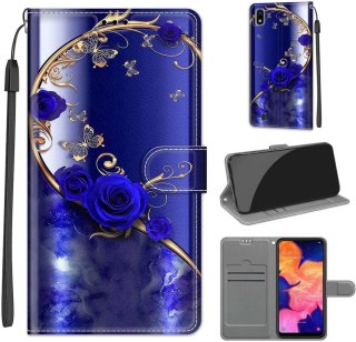 ETUI SAMSUNG GALAXY A10 / M10 FIOLETOWE RÓŻA ZAMYKANE Z KLAPKĄ ZŁOTY MOTYL
