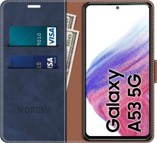 ETUI SAMSUNG GALAXY A53 ZAMYKANE Z KLAPKĄ WYTRZYMAŁE OCHRONNE SZARE GRANAT